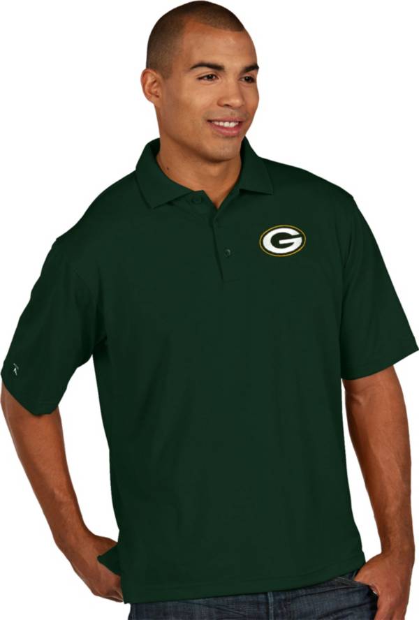 Antigua Men's Green Bay Packers Pique Xtra-Lite Green Polo