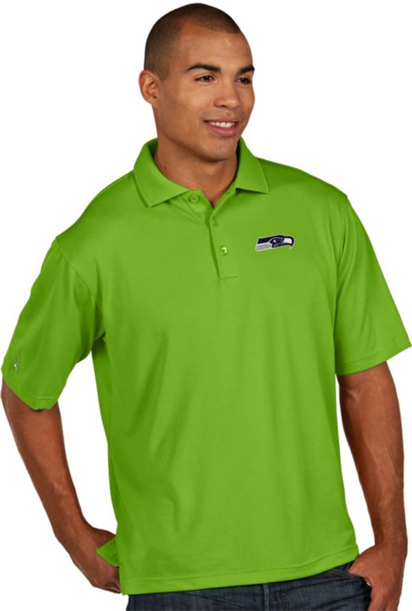 Antigua Men's Seattle Seahawks Pique Xtra-Lite Green Polo product image
