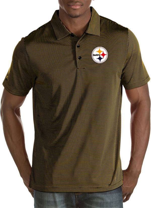 Antigua Men's Pittsburgh Steelers Quest Black Polo