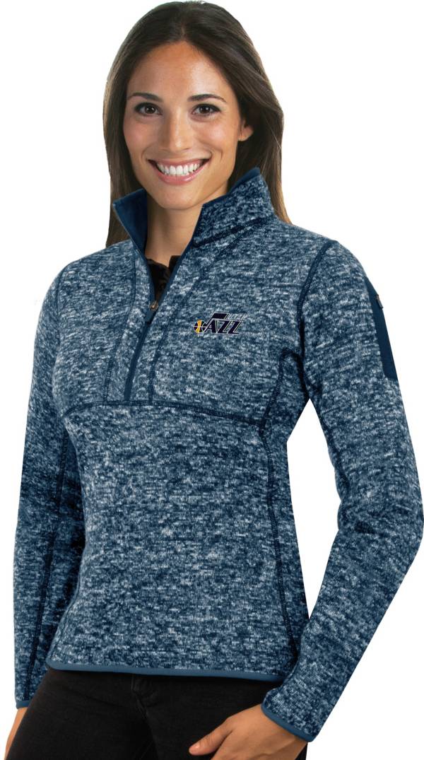 Antigua Women's Utah Jazz Fortune Navy Half-Zip Pullover