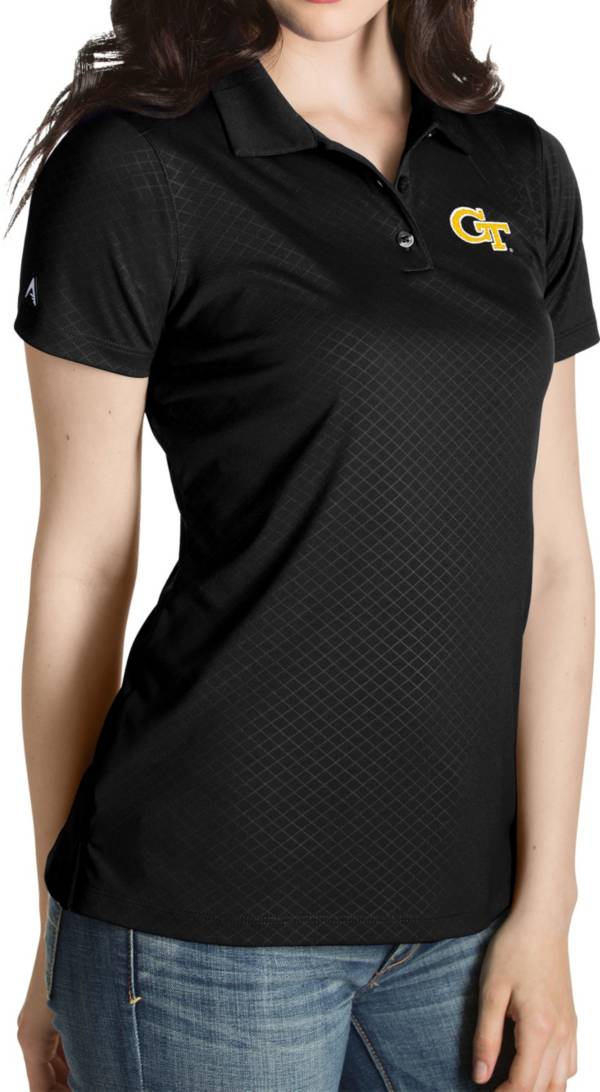 Antigua Women's Georgia Tech Yellow Jackets Black Inspire Performance Polo