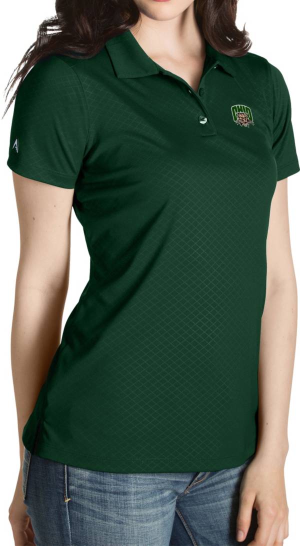 Antigua Women's Ohio Bobcats Green Inspire Performance Polo