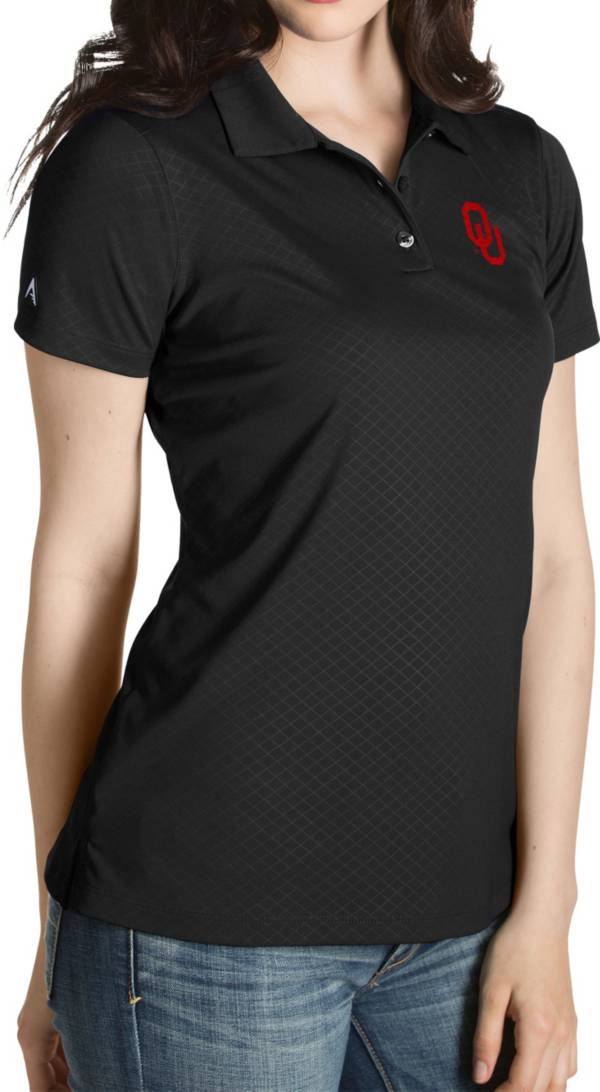 Antigua Women's Oklahoma Sooners Black Inspire Performance Polo