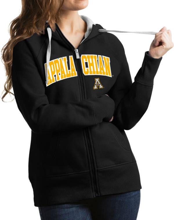 Antigua Women's Appalachian State Mountaineers Black Victory Full-Zip Hoodie