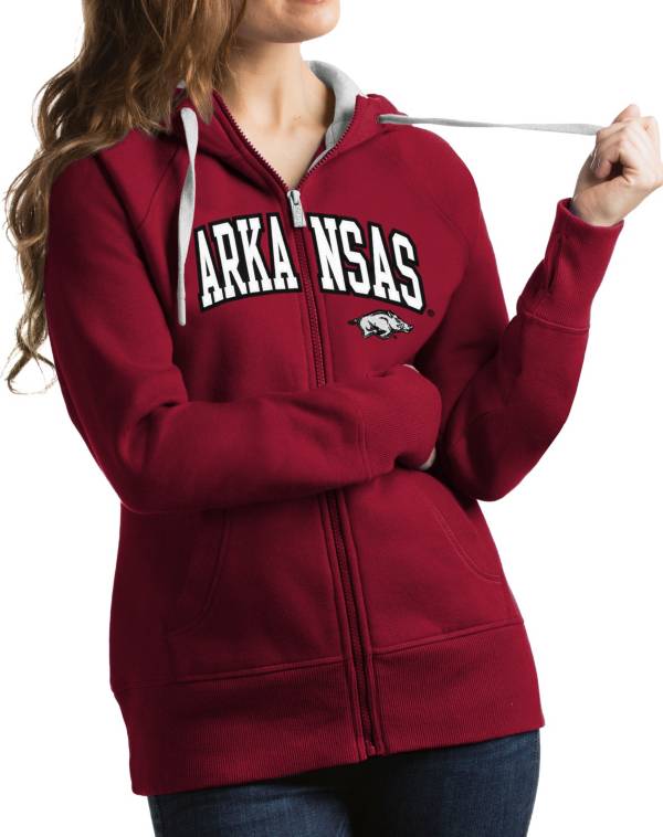 Antigua Women's Arkansas Razorbacks Cardinal Victory Full-Zip Hoodie