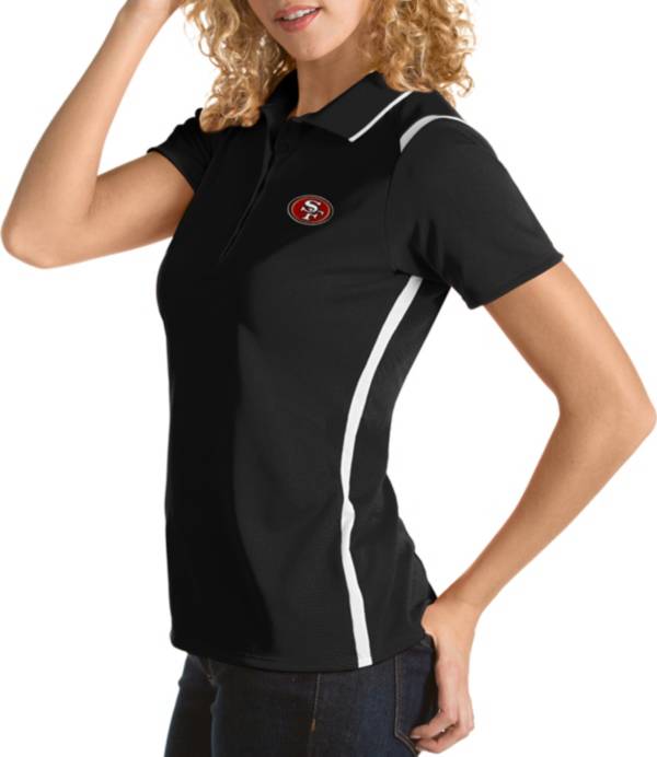 Antigua Women's San Francisco 49ers Merit Black Xtra-Lite Pique Polo