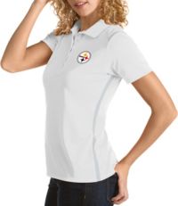 Antigua Apparel / Women's Pittsburgh Steelers Merit Black Xtra-Lite Pique  Polo