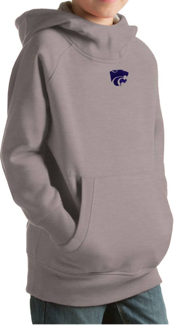 Antigua Youth Kansas State Wildcats Grey Victory Pullover Hoodie