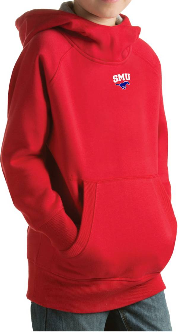 Antigua Youth Southern Methodist Mustangs Red Victory Pullover Hoodie