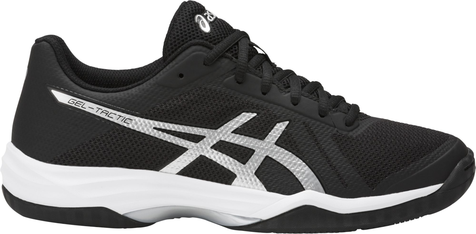 black and white asics volleyball shoes