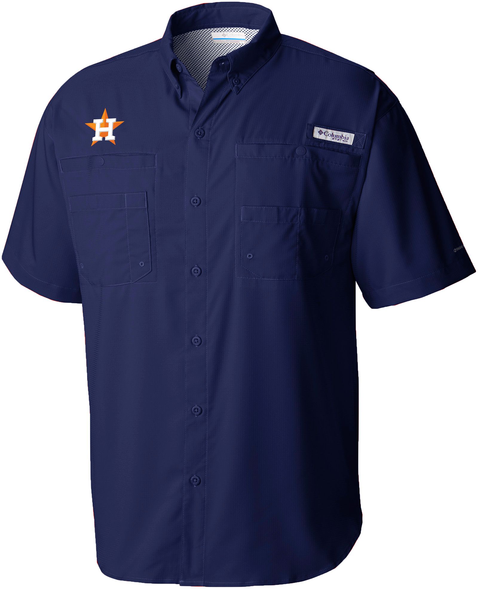 columbia men's houston astros navy tamiami performance short sleeve shirt