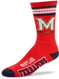 For Bare Feet Maryland Terrapins 4-Stripe Deuce Crew Socks | Dick's ...