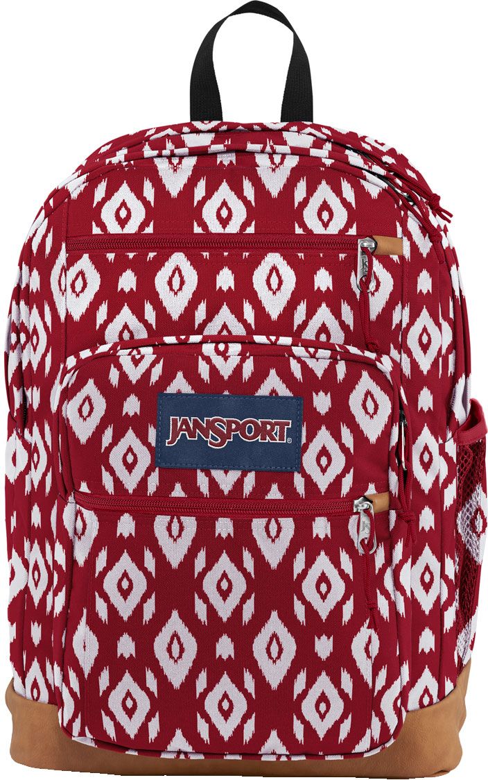 jansport red backpack with leather bottom