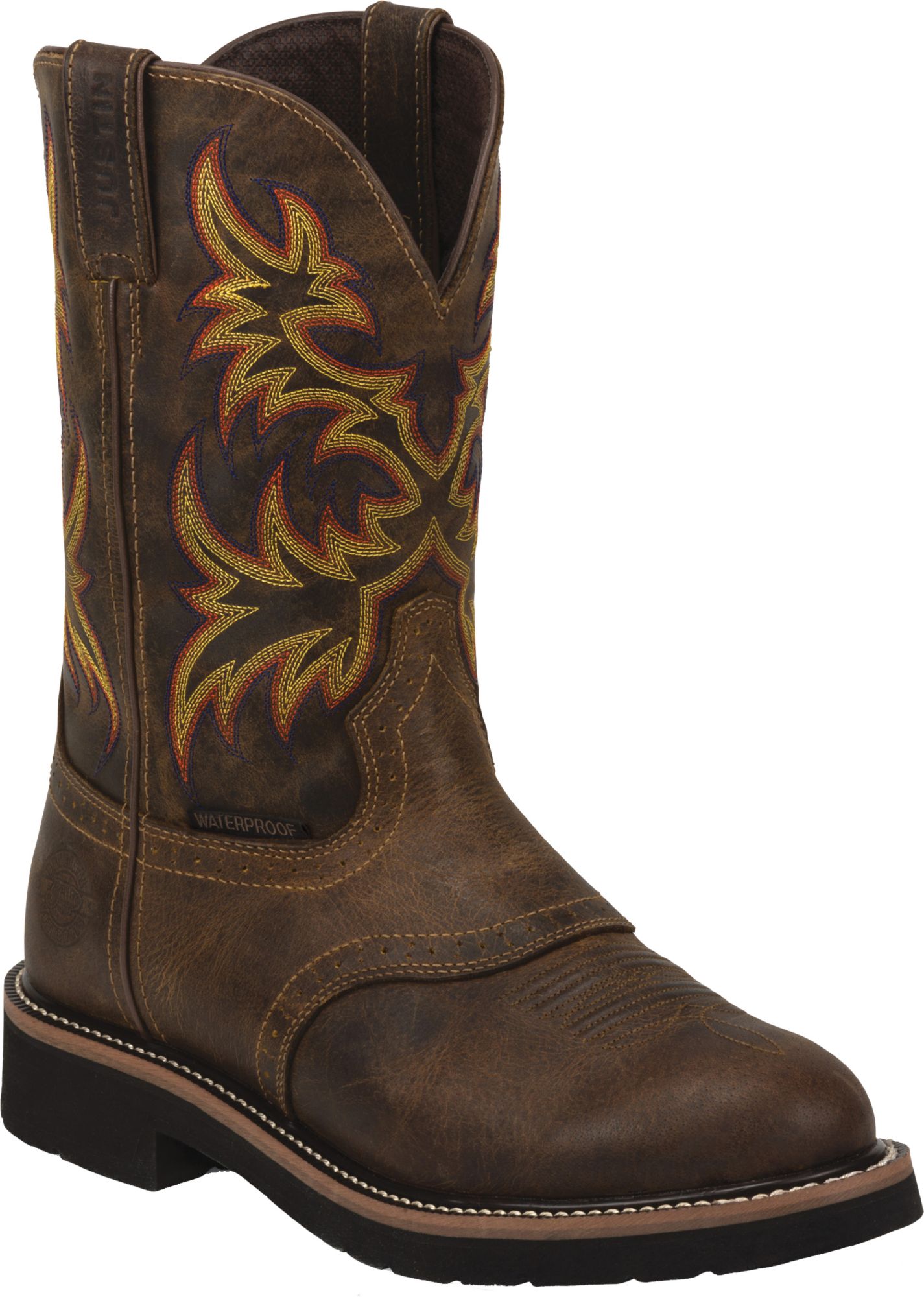 justin men's stampede tan waterproof work boots