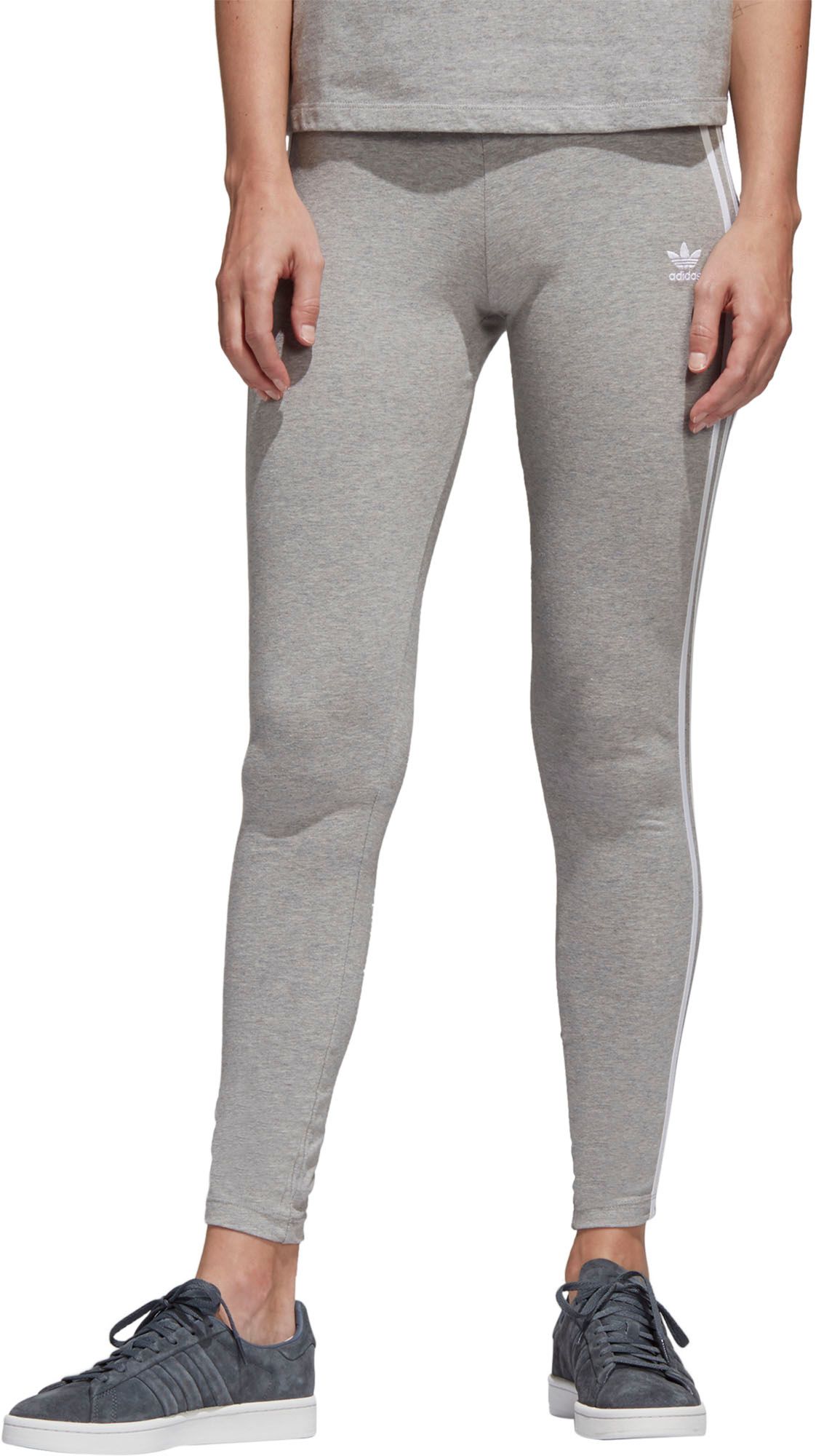 adidas 3 stripe leggings grey