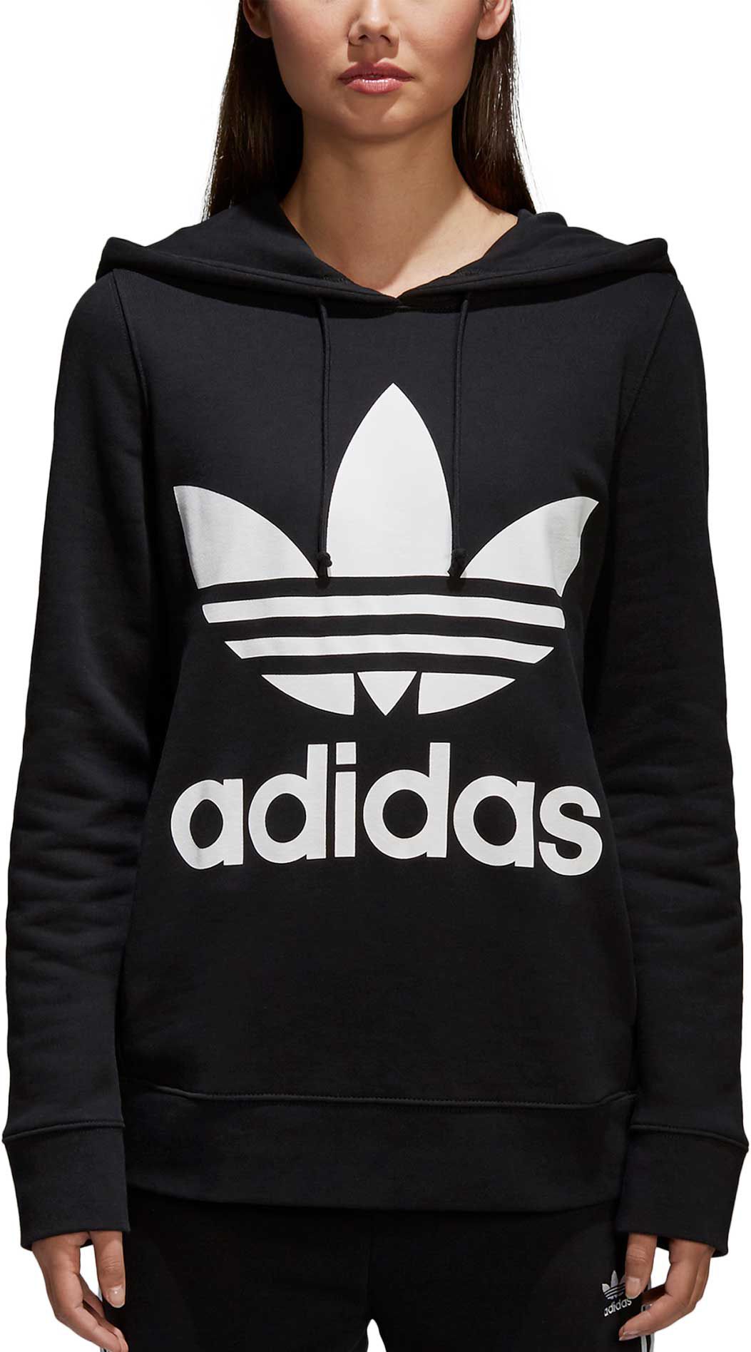 adidas trefoil hoodie black womens