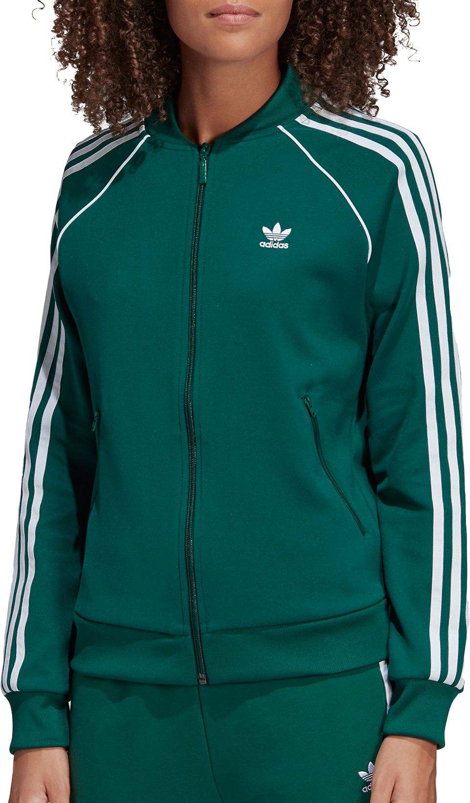 adidas 3 stripe green tracksuit jacket