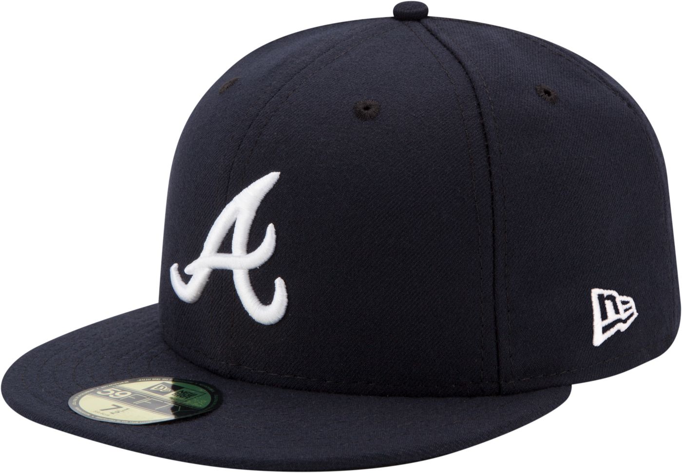 New Era Men s Atlanta Braves 59Fifty Road Navy Authentic Hat Dick s Sporting Goods