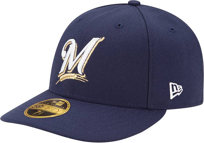 Men's New Era Navy/Yellow Milwaukee Brewers Alternate 2020 Authentic Collection On-Field Low Profile Fitted Hat