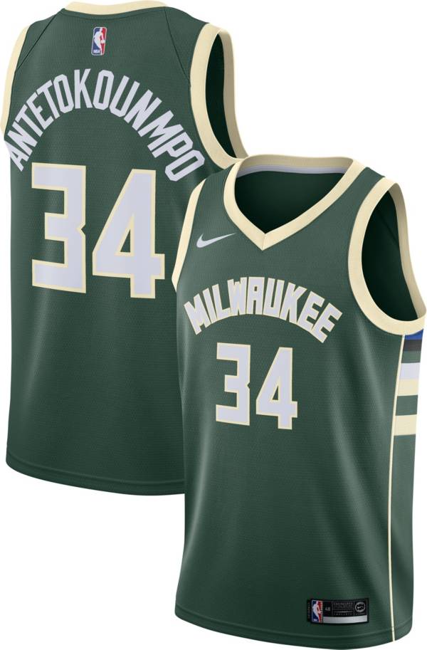 Nike Men S Milwaukee Bucks Giannis Antetokounmpo 34 Green Dri Fit Swingman Jersey Dick S Sporting Goods