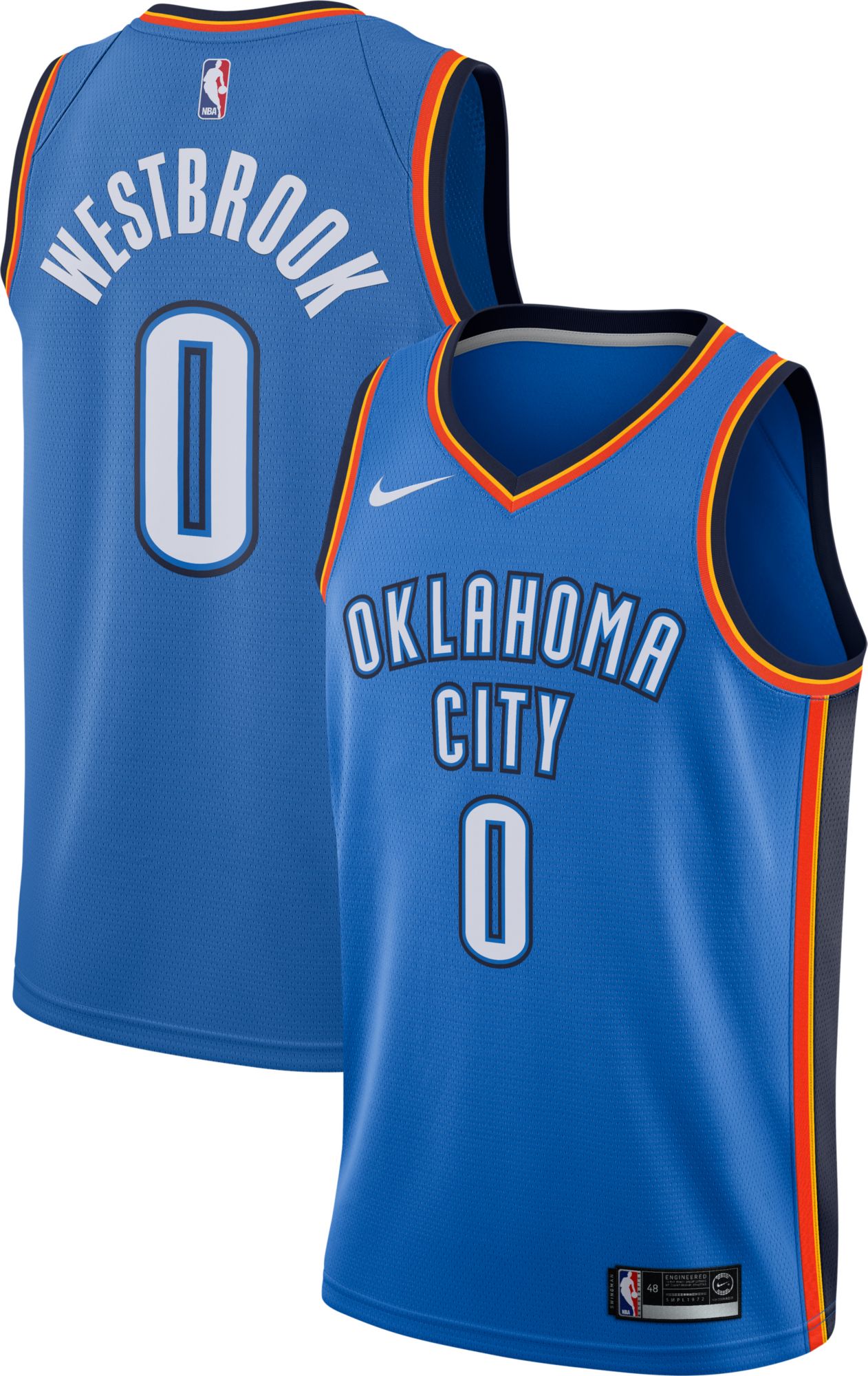 Nike Men\u0027s Oklahoma City Thunder Russell Westbrook #0 Blue Dri-FIT Swingman  Jersey