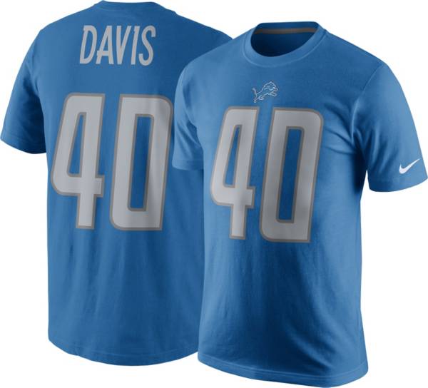 Nike Men's Detroit Lions Jarrad Davis #40 Pride Blue T-Shirt