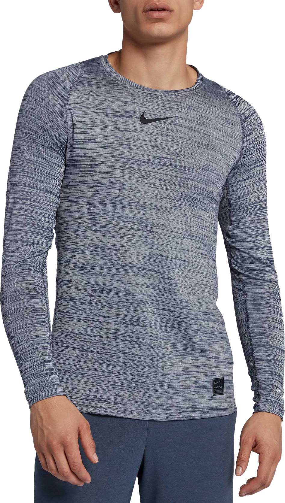 nike men's pro heather long sleeve fitted shirt