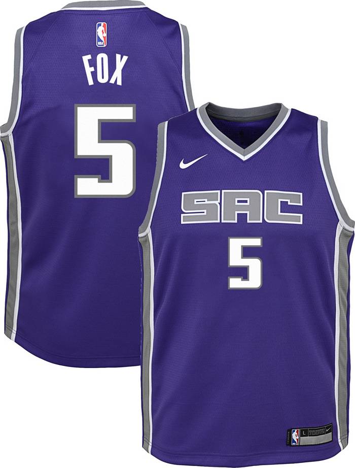  De'Aaron Fox Sacramento Kings Purple Kids 4-7 Name and Number  Home Player T-Shirt (5-6) : Sports & Outdoors
