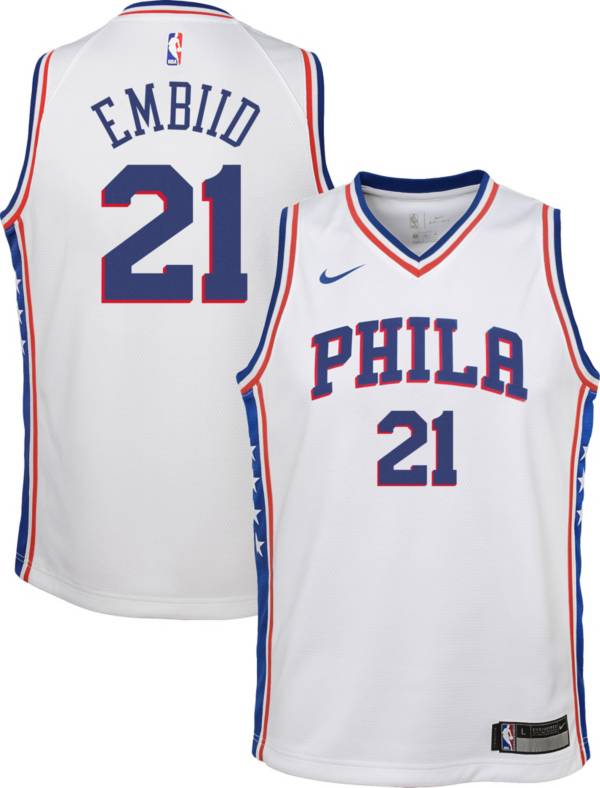 Nike Youth Philadelphia 76ers Joel Embiid #21 White Dri-FIT Swingman Jersey product image