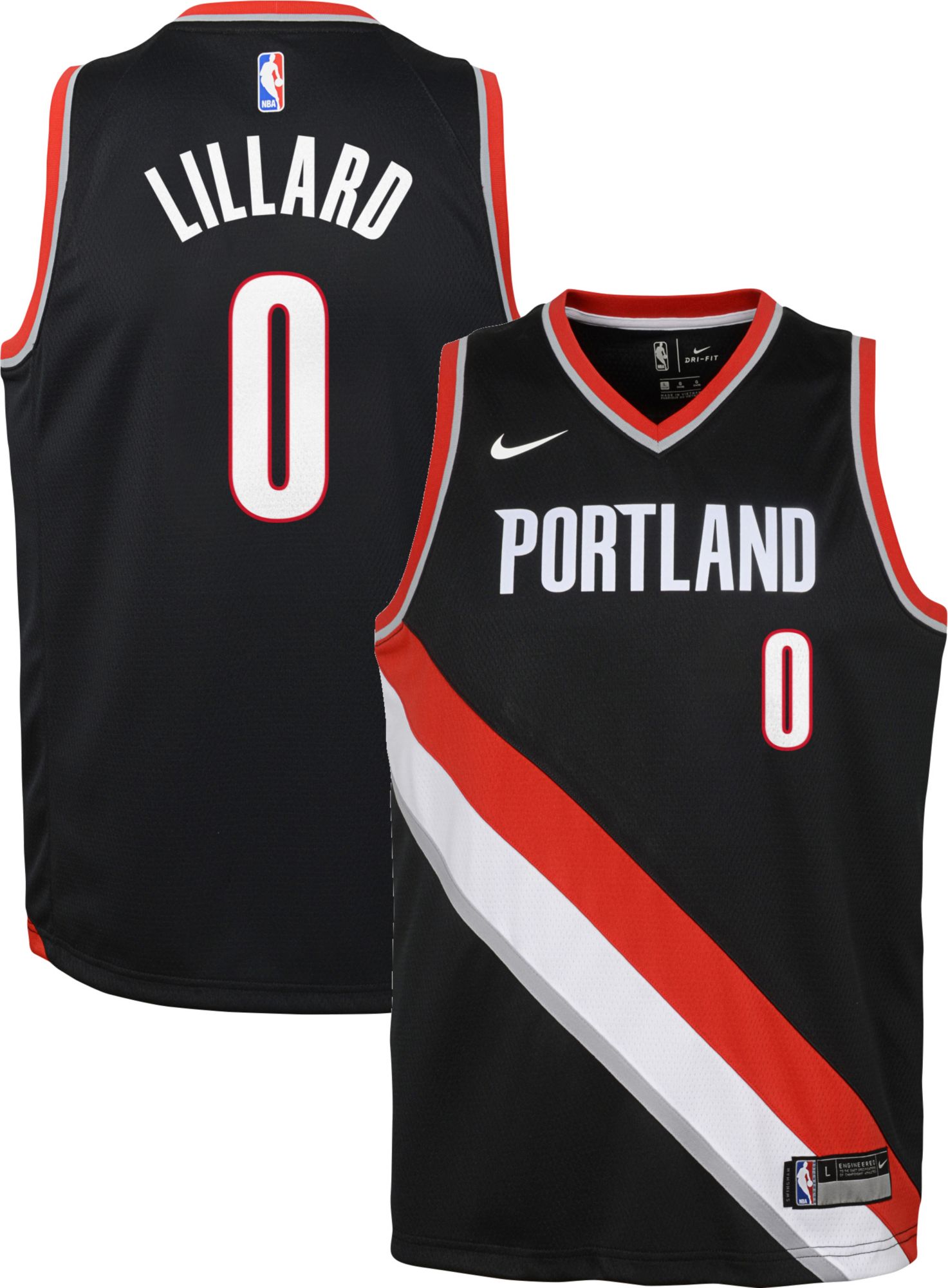 NBA Portland Trail Blazers Damian Lillard #0 Men's Replica Jersey, X-Large,  Red 