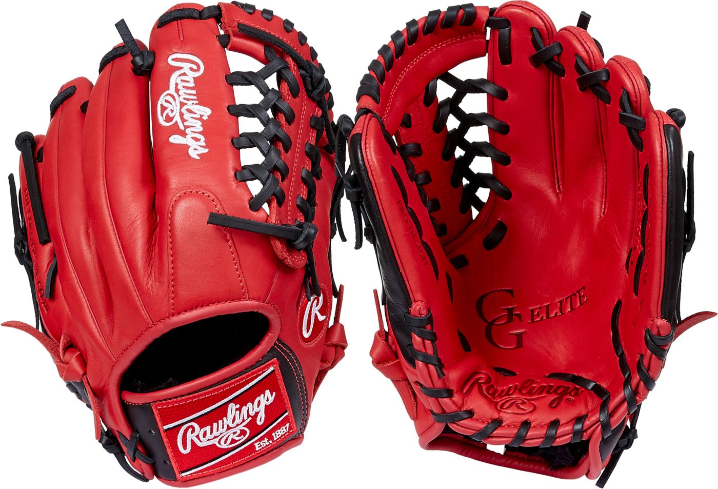 Elite Series Baseball Glove Red Black Infield Pitcher Rawlings 11.5