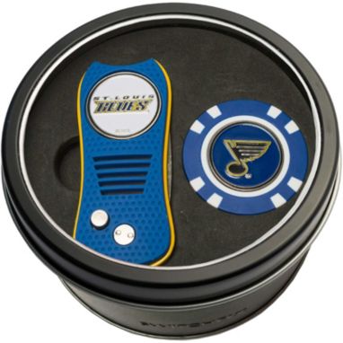 sorry, Team Golf St. Louis Blues Switchfix Divot Tool and Poker Chip Ball Marker Set is currently out of stock