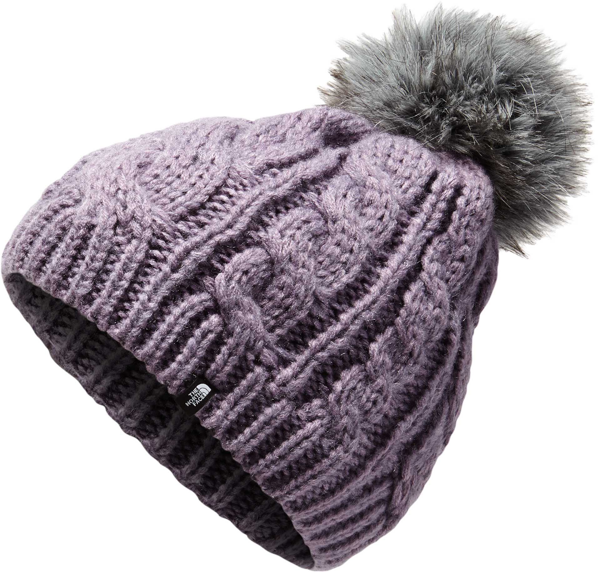 the north face women's triple cable fur pom beanie