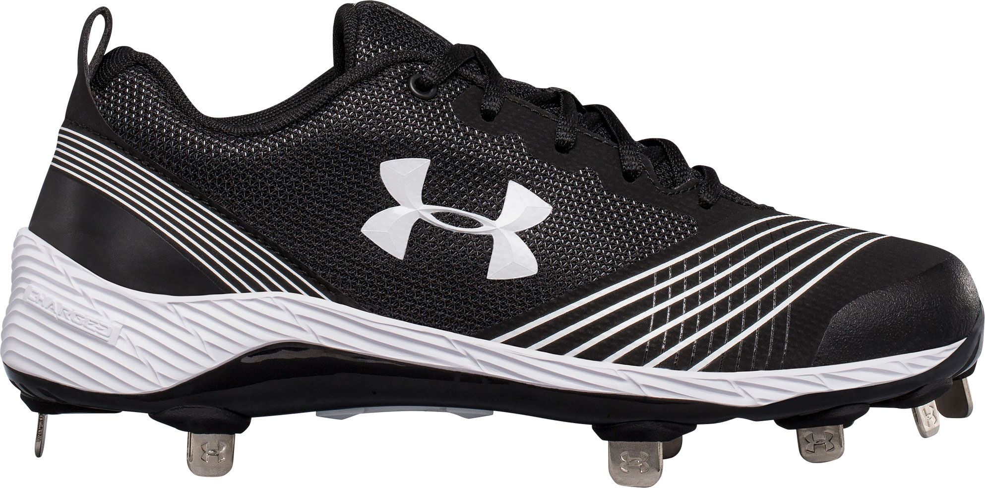 BRANDED UNDER ARMOUR PINK GRAY & WHITE SIZE 6 to 11 WOMEN'S SOFTBALL CLEATS 