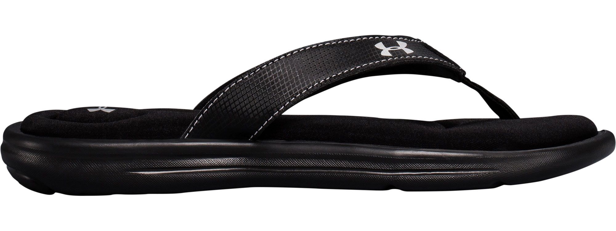 women's black under armour flip flops