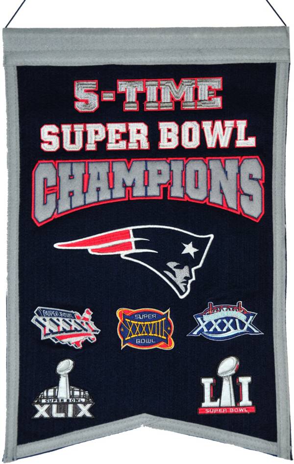 Winning Streak New England Patriots 5 Time Super Bowl Champions Banner