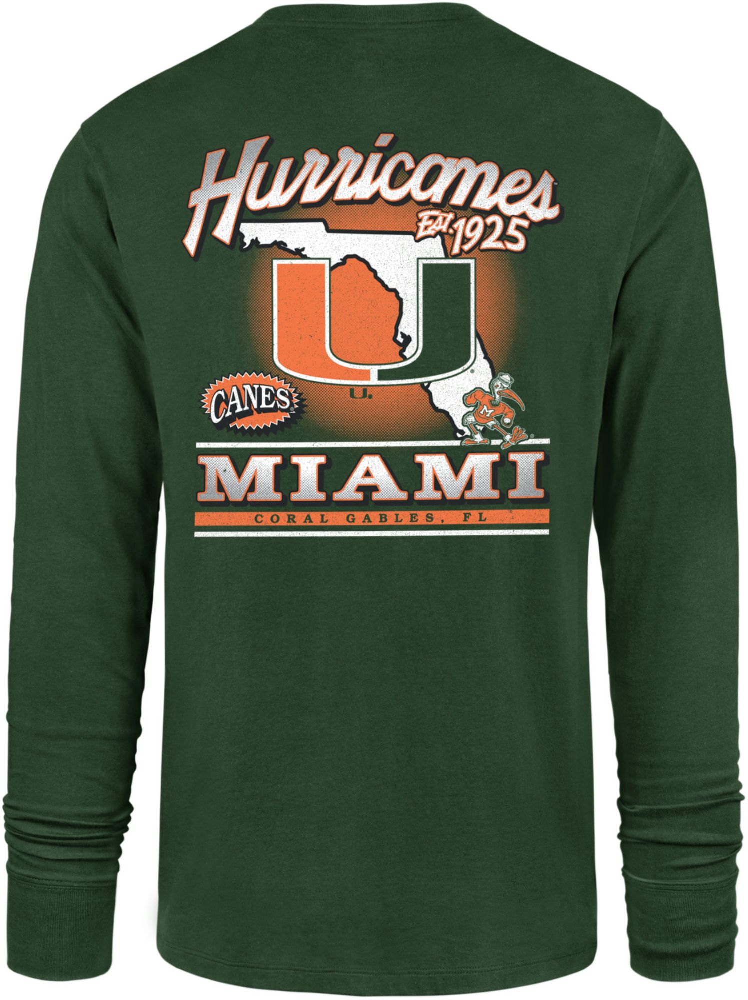 '47 Men's Miami (FL) Hurricanes Elm Green Regional Backer Long Sleeve T-Shirt product image