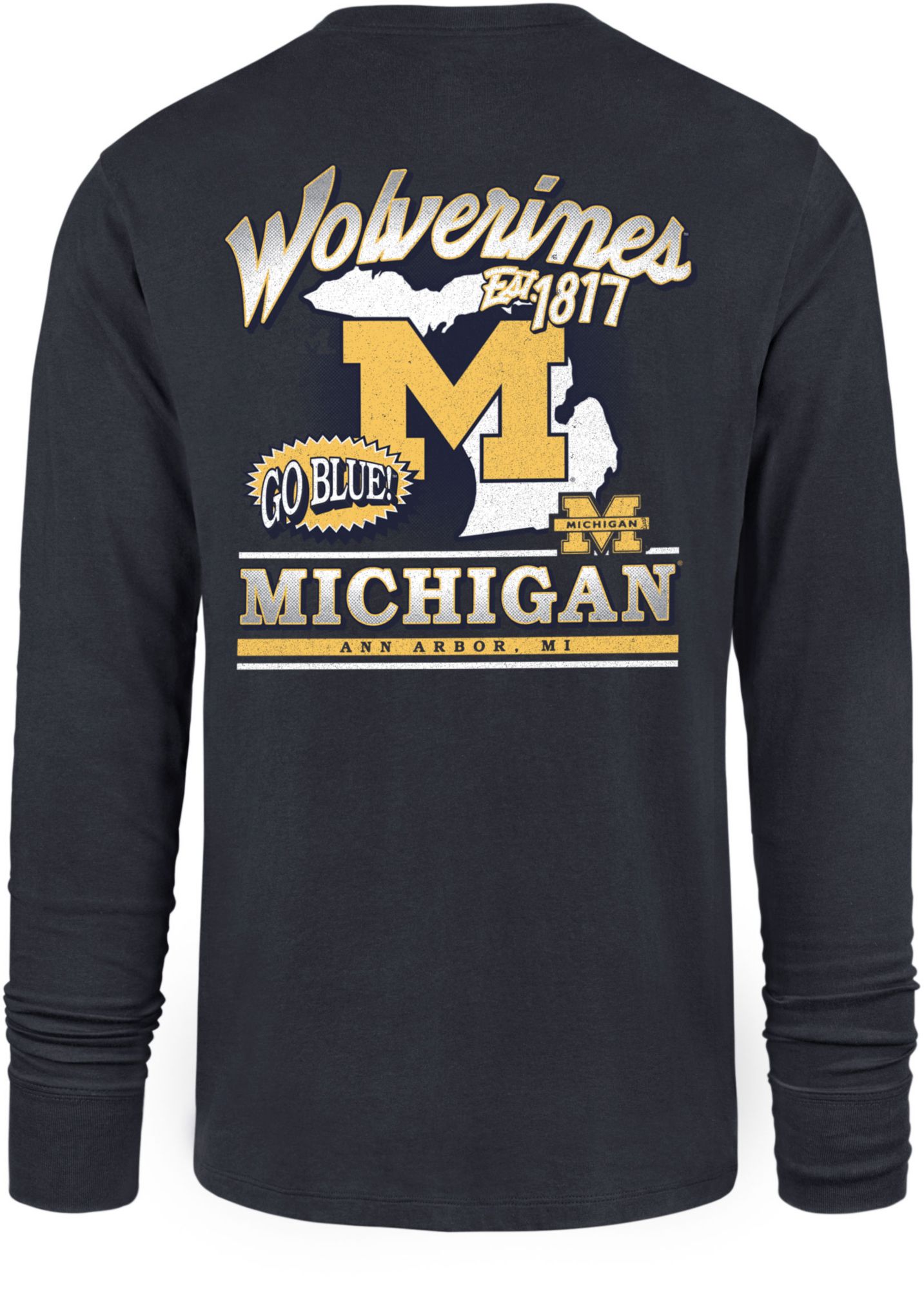 '47 Men's Michigan Wolverines Atlas Blue Regional Backer Long Sleeve T-Shirt product image