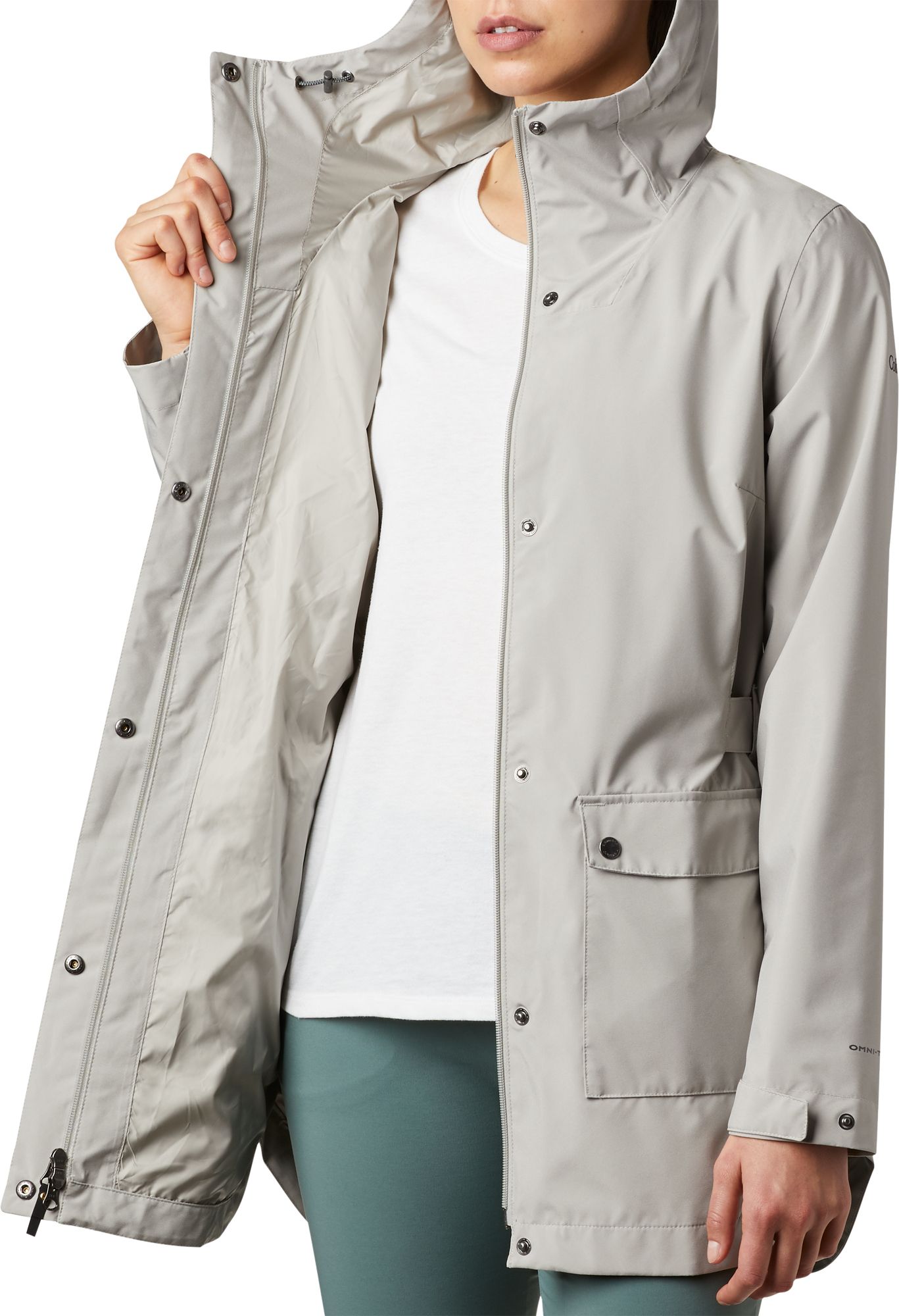 columbia women's here and there long rain jacket