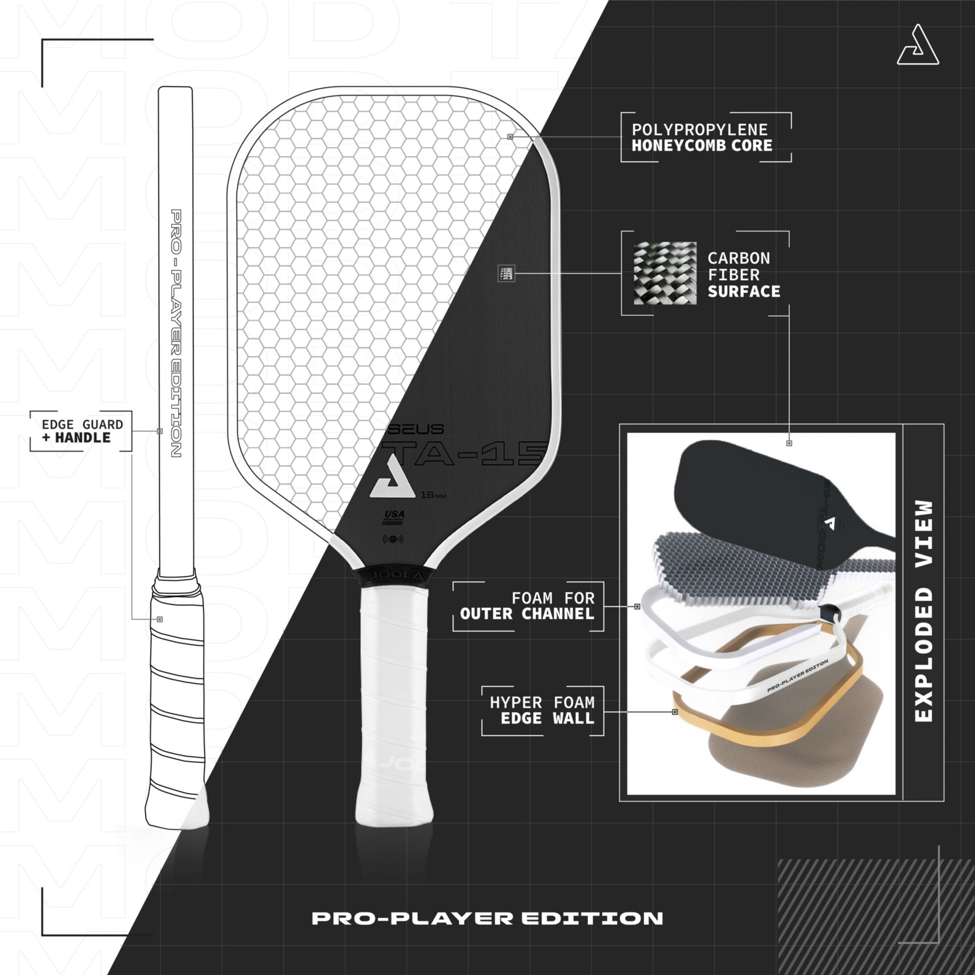 JOOLA Perseus MOD TA-15 16mm Pickleball Paddle product image
