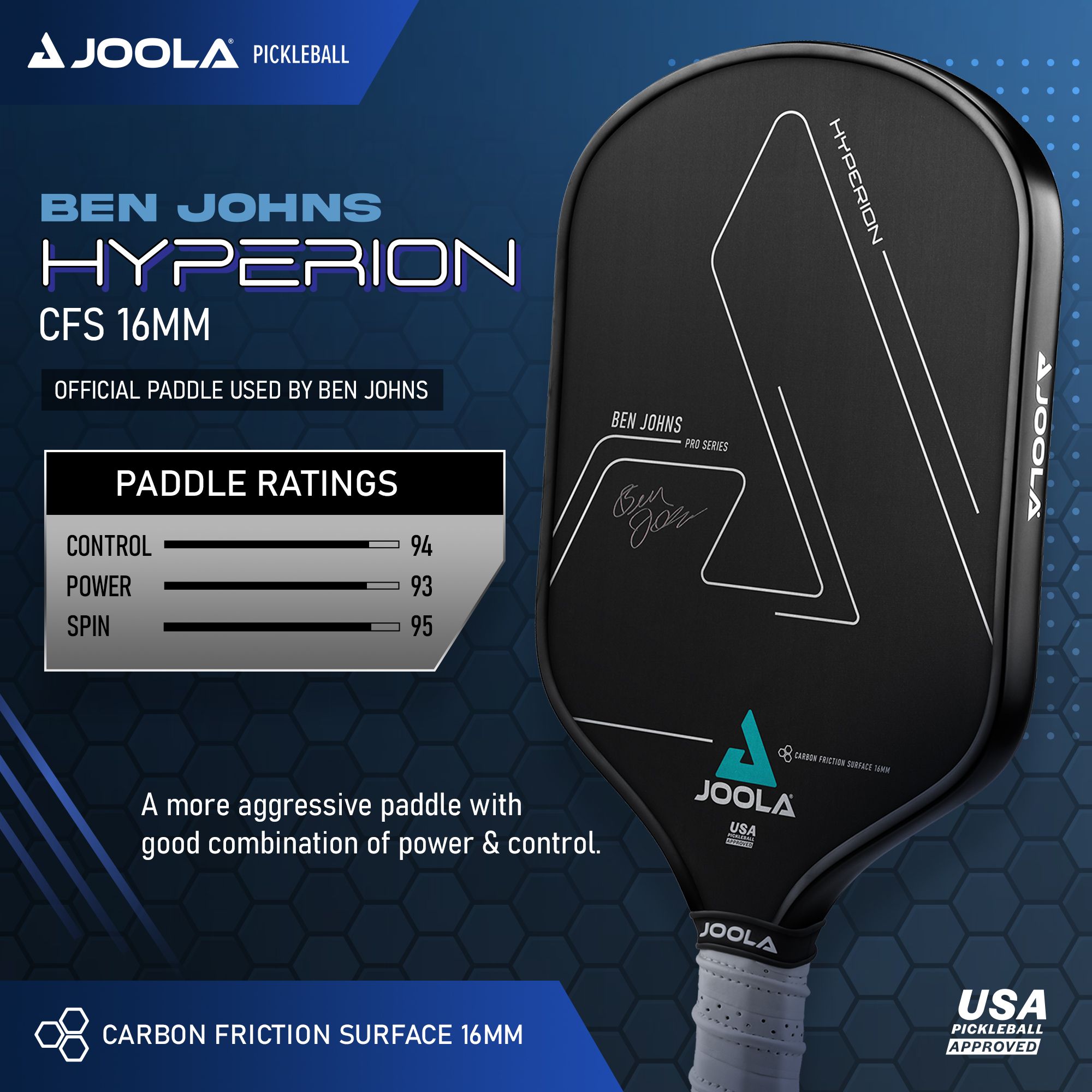 JOOLA Ben John's Hyperion CFS 16mm Pro Pickleball Paddle product image