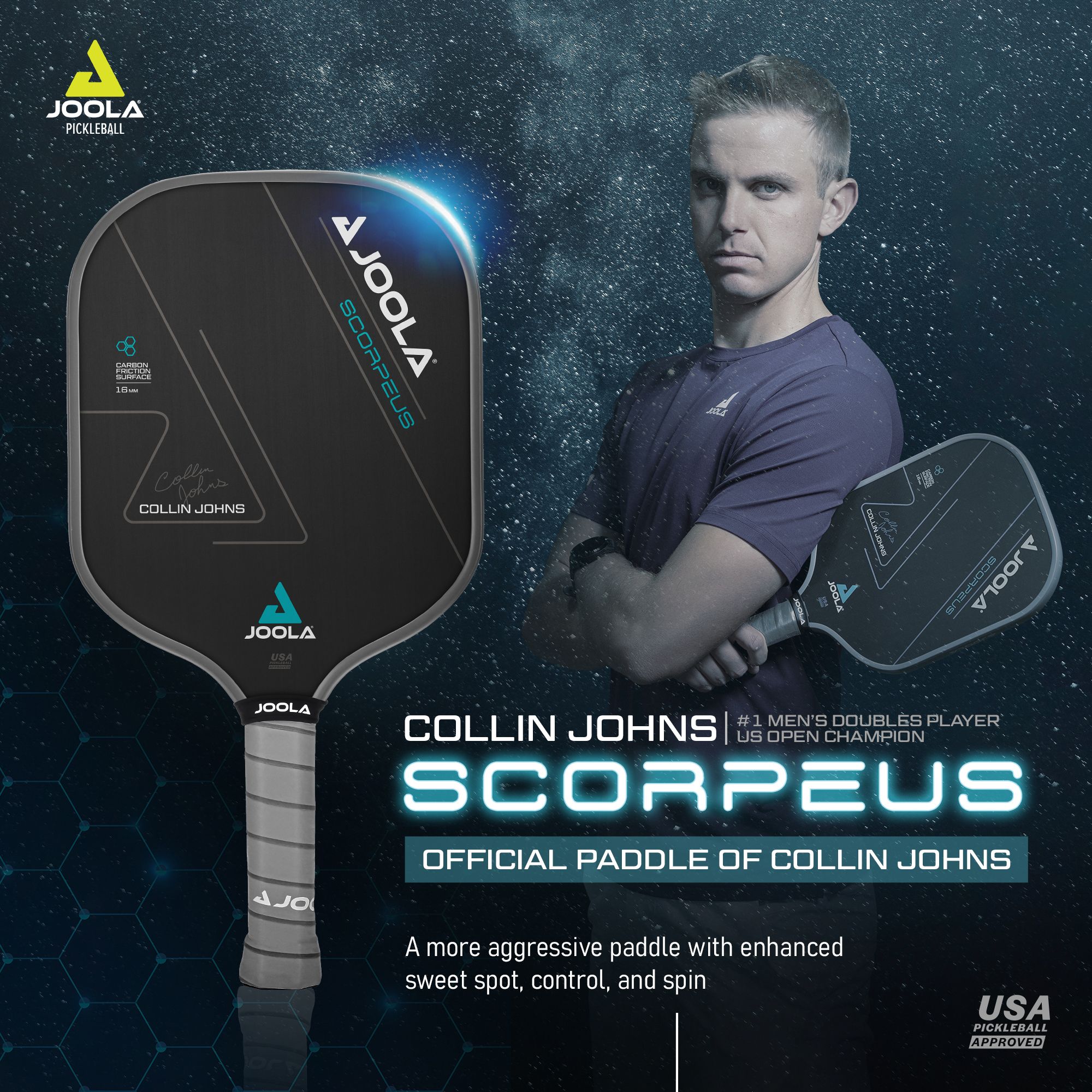 JOOLA Collin Johns Scorpeus CFS 16mm Pickleball Paddle product image