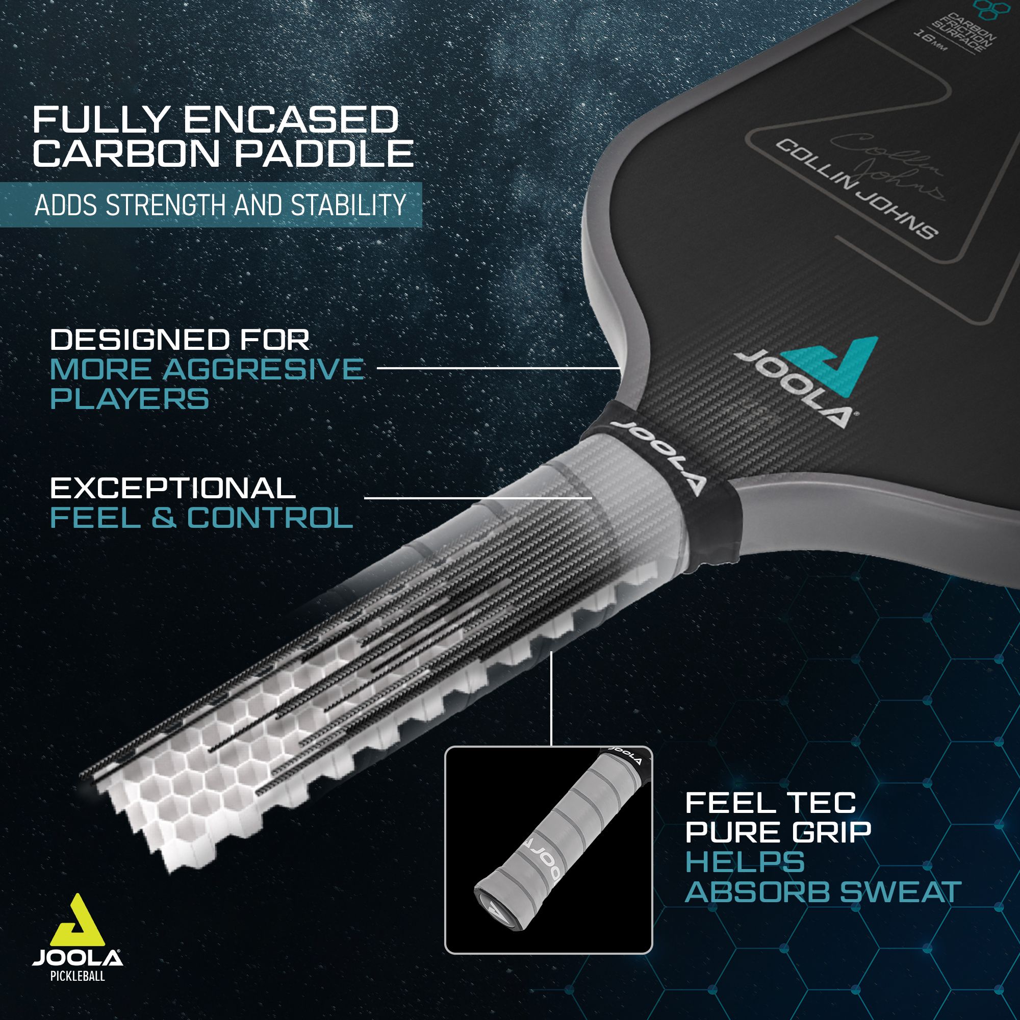JOOLA Collin Johns Scorpeus CFS 16mm Pickleball Paddle product image
