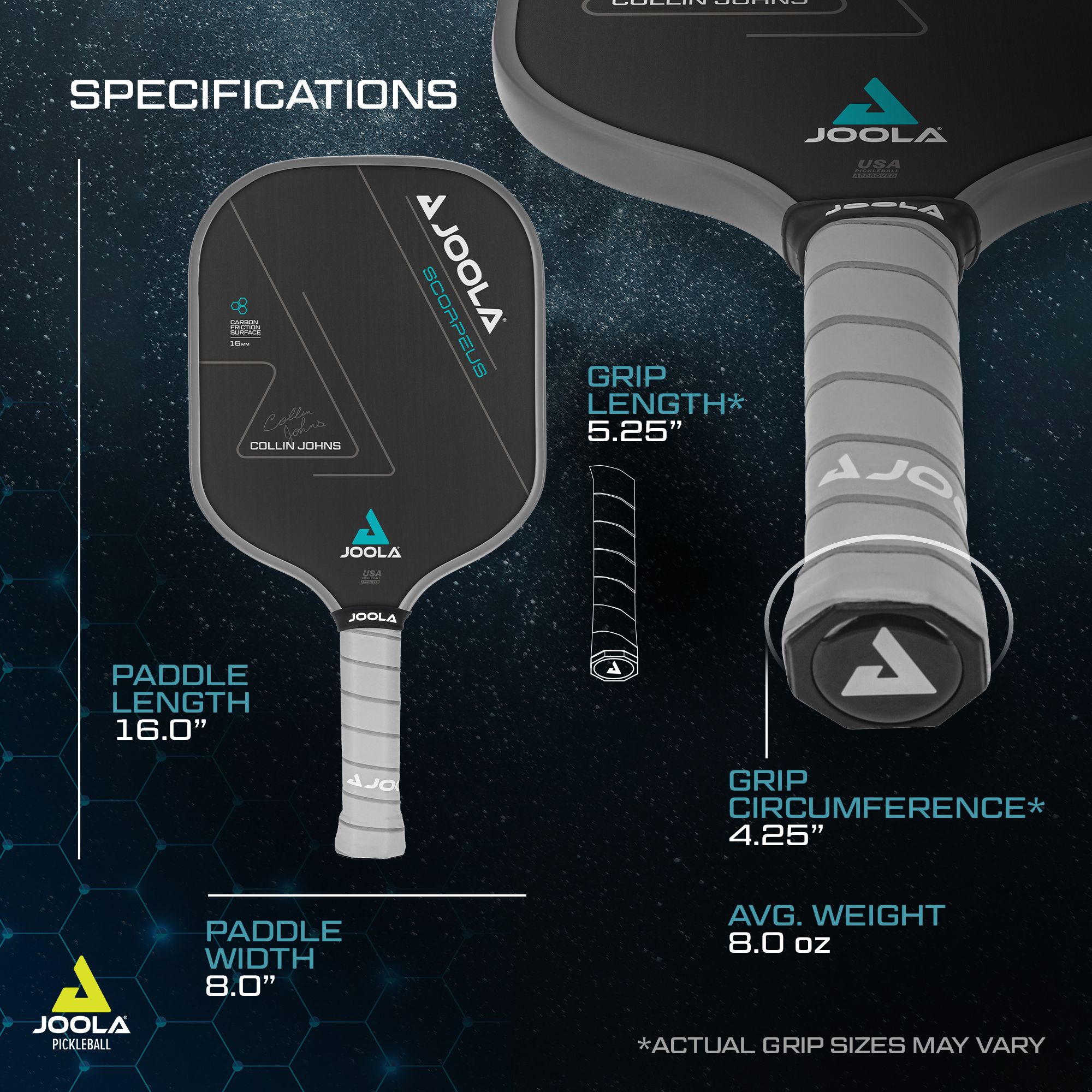 JOOLA Collin Johns Scorpeus CFS 16mm Pickleball Paddle product image