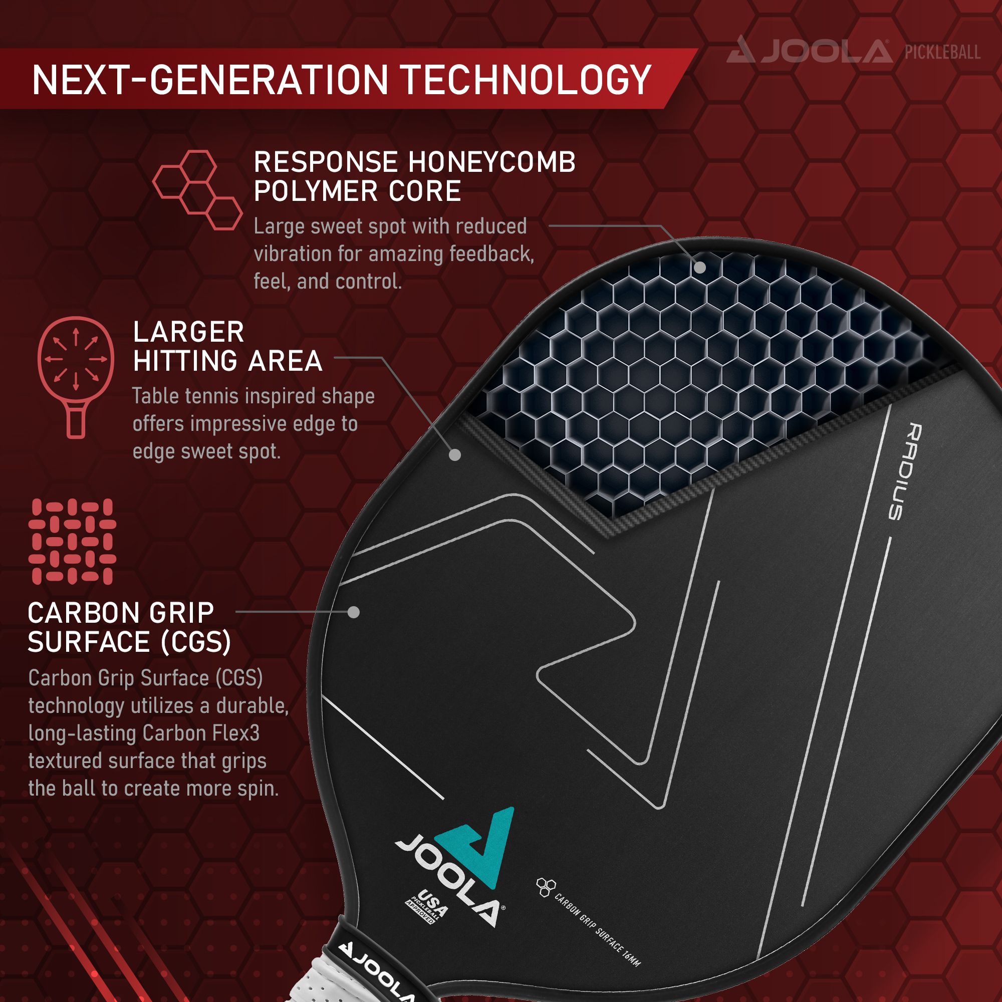 JOOLA Radius 16mm Pro Pickleball Paddle product image