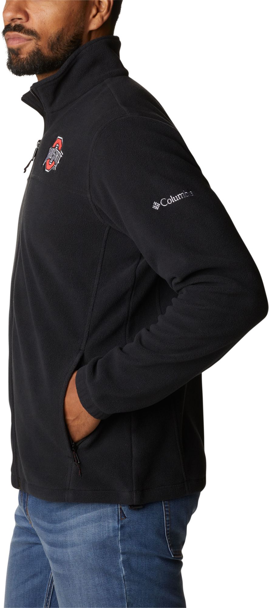 Columbia Men's Ohio State Buckeyes Black Flanker Full-Zip Fleece Jacket product image