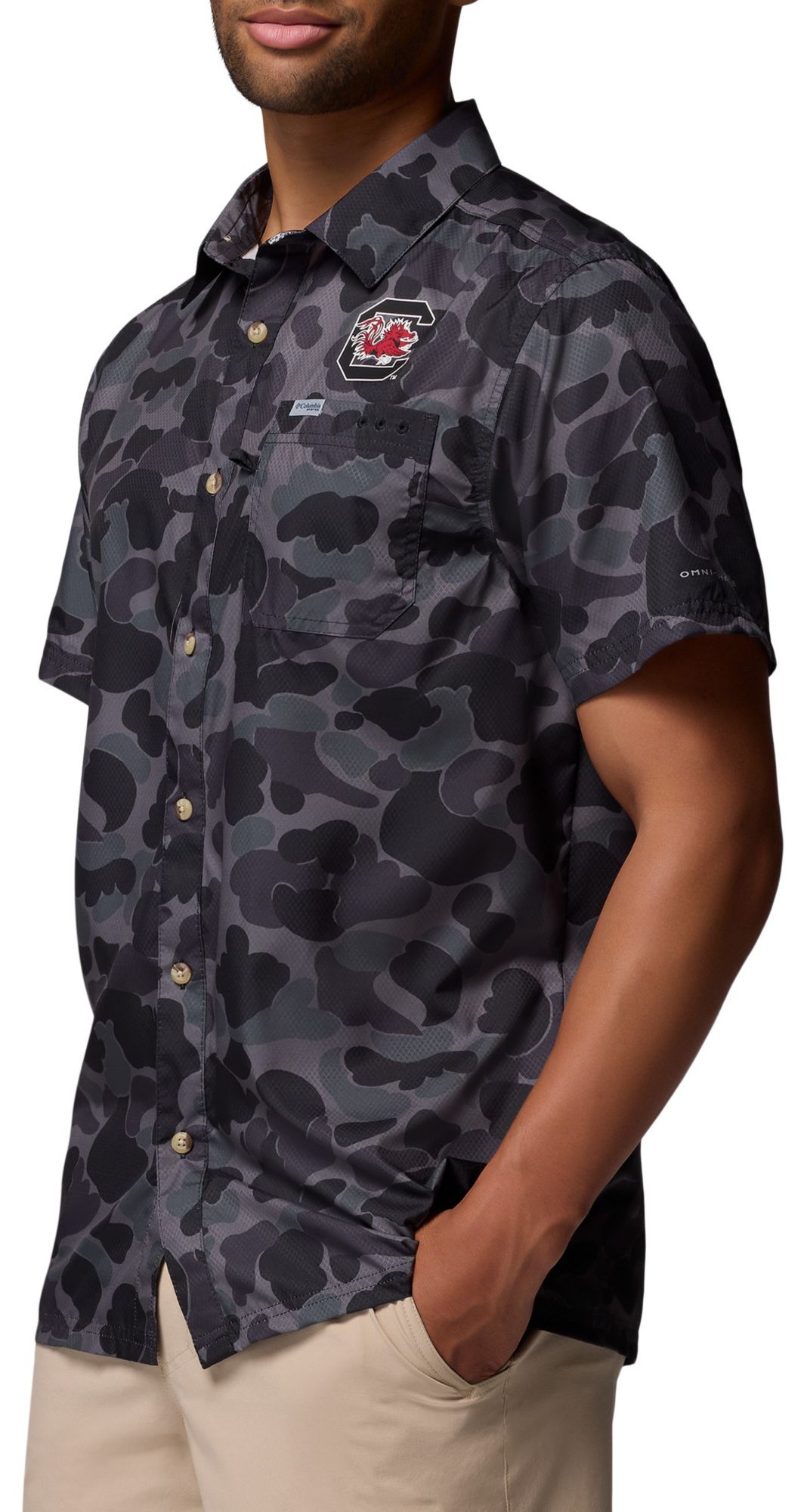 Columbia Men's South Carolina Gamecocks Camo Super Slack Tide Button Down Shirt product image