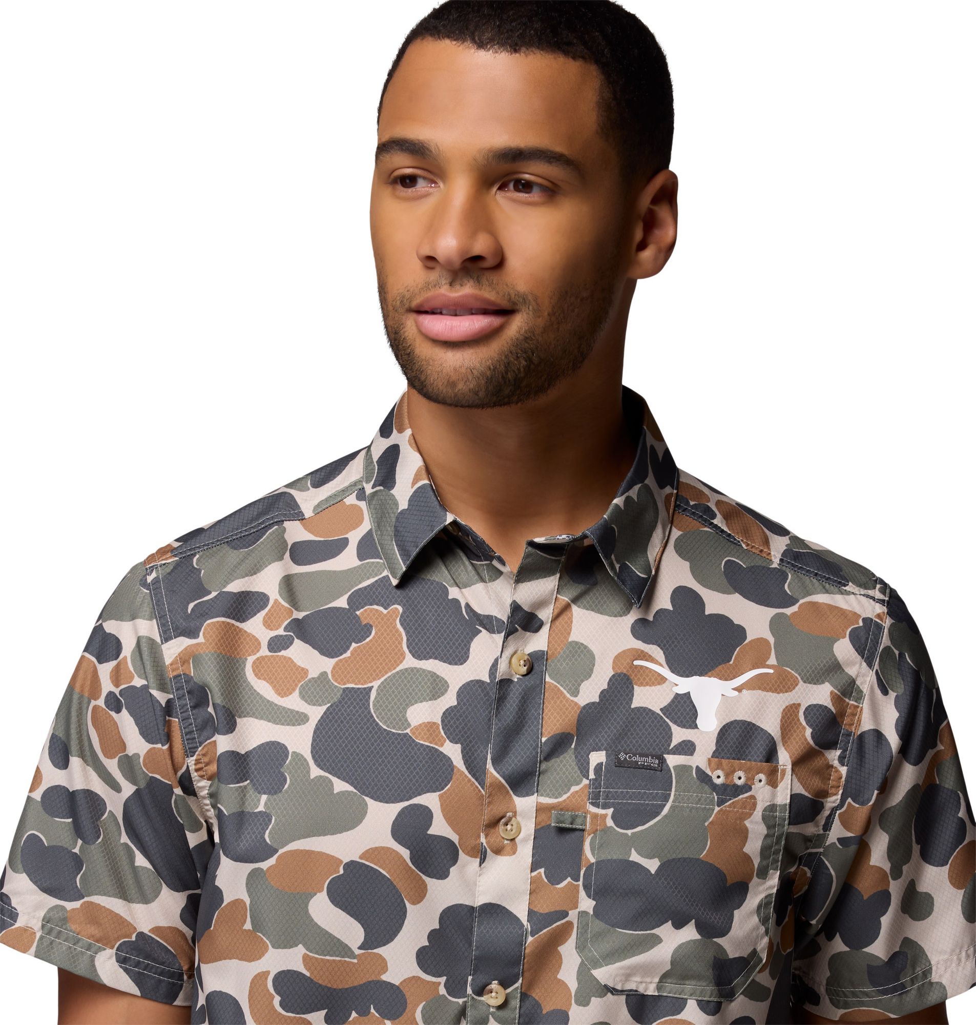 Columbia Men's Texas Longhorns Camo Super Slack Tide Button Down Shirt product image