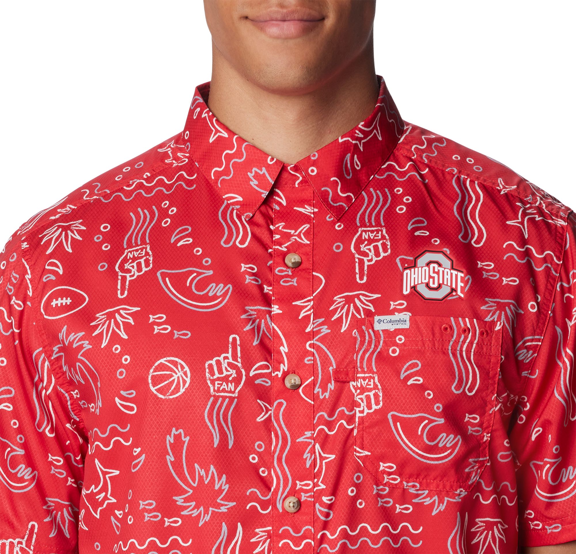 Columbia Men's Ohio State Buckeyes Scarlet Super Slack Button Down Shirt product image