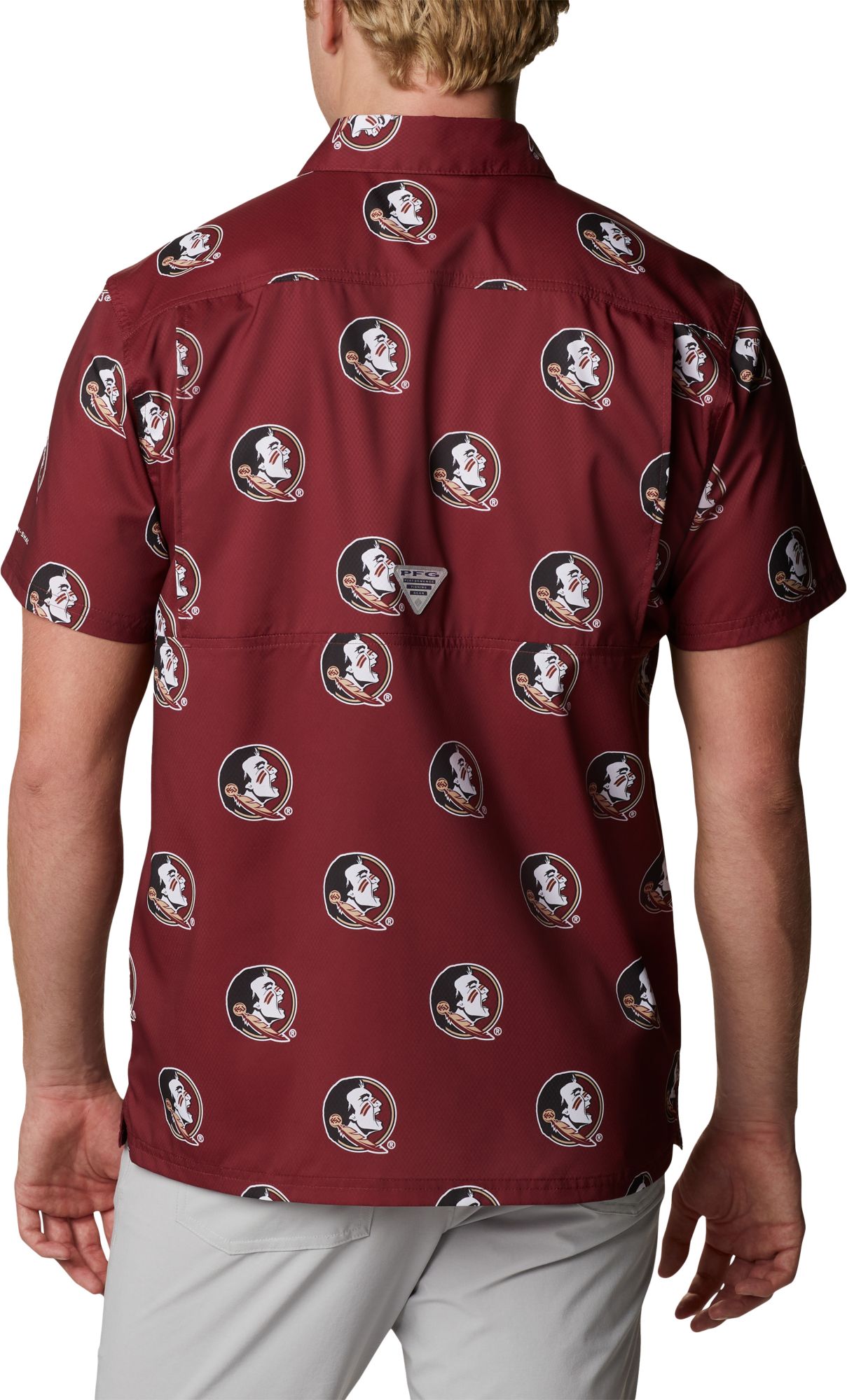 Columbia Men's Florida State Seminoles Garnet Super Slack Button Down Shirt